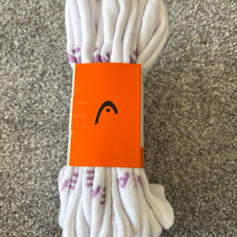 Head crew socks 3 pack white with lilac details sz 6-10 new women’s